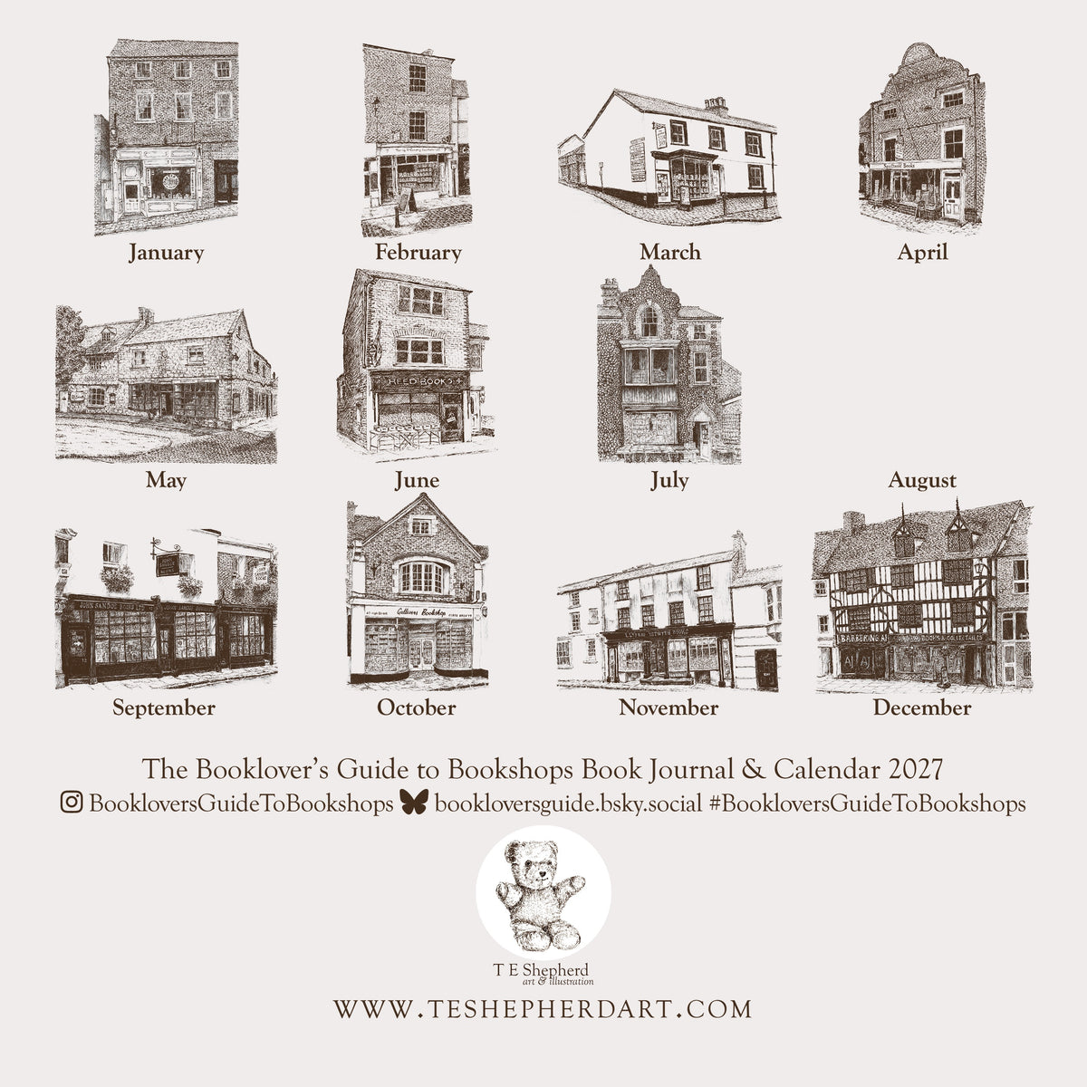 The Booklover's Guide to Bookshops 2027 Book Journal and Calendar