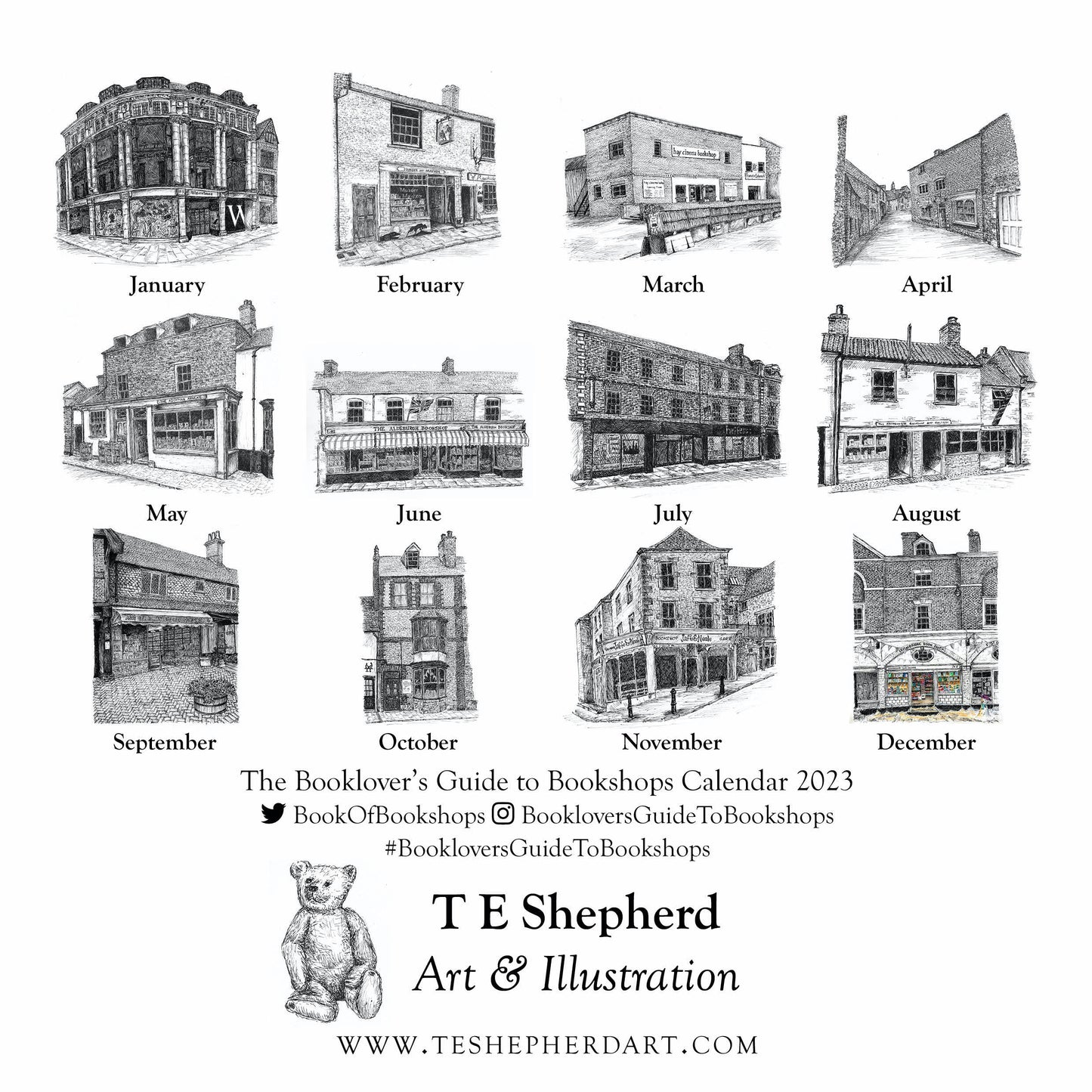 The Booklover's Guide to Bookshops 2023 Wall Calendar