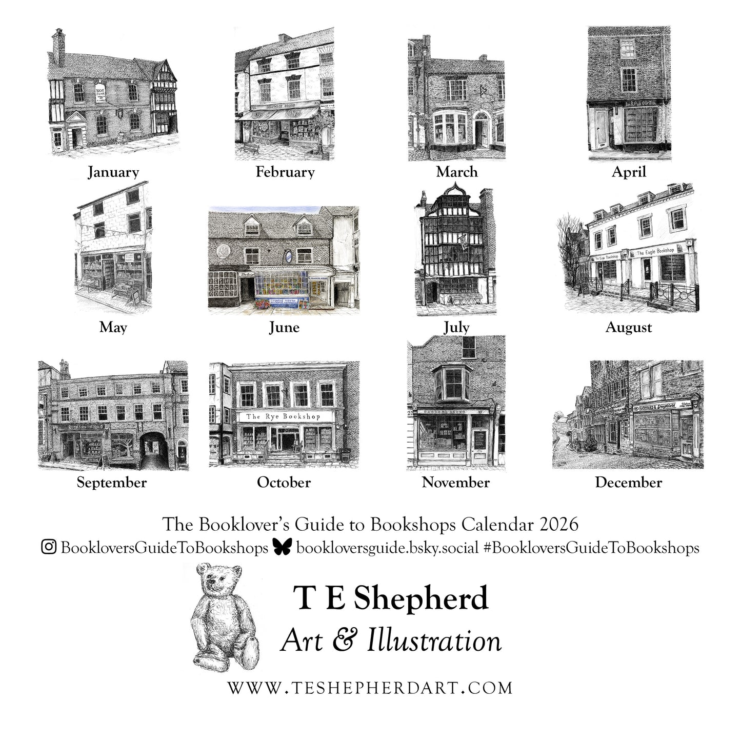 The Booklover's Guide to Bookshops 2026 Wall Calendar *Pre-order*