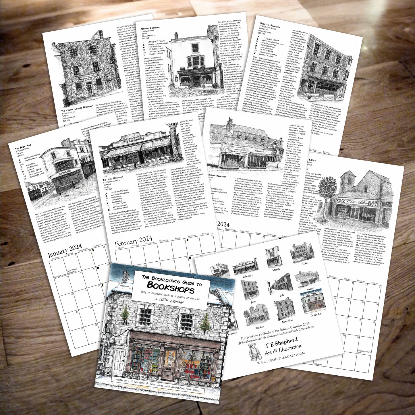 The Booklover's Guide to Bookshops 2024 Wall Calendar