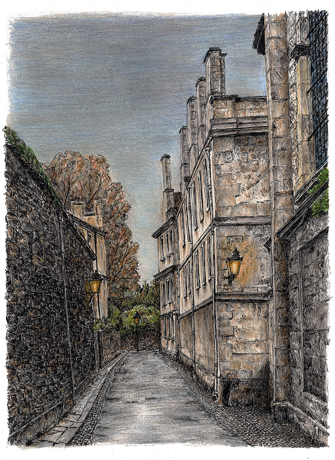 Queen Slane Queen's Lane, Oxford *Original* – T E Shepherd Art & Illustration
