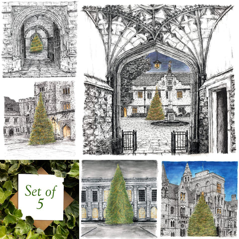 Christmas Trees of Oxford - set of 5 cards