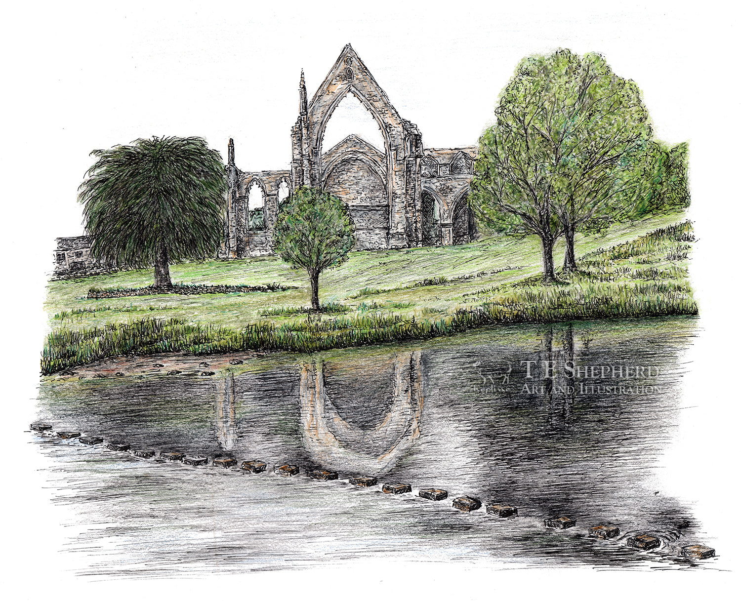 Bolton Abbey and stepping stones, Yorkshire *ORIGINAL*