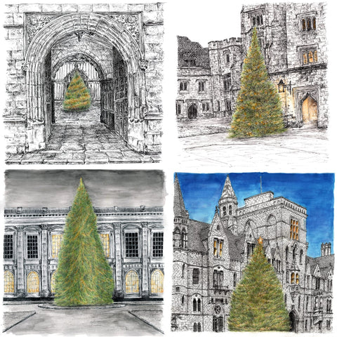 Christmas Trees of Oxford - set of 4 cards