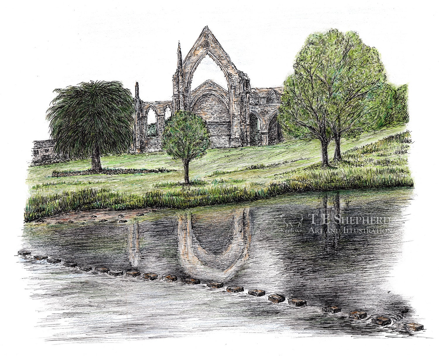 Bolton Abbey and stepping stones, Yorkshire